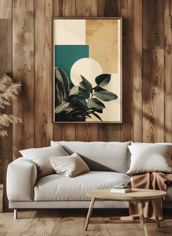 Modern Nature & Geometry Framed Art Print – Botanical Minimalist Wall Decor (12x18 inches), canvas framed art - Image 3
