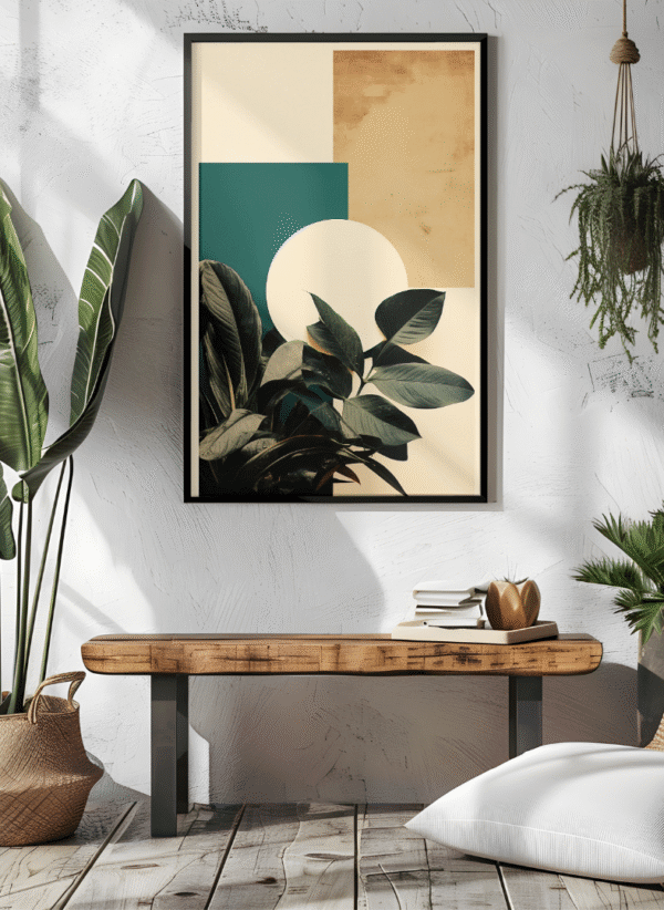 Modern Nature & Geometry Framed Art Print – Botanical Minimalist Wall Decor (12x18 inches), canvas framed art - Image 2