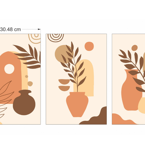 Earthy Modern Botanical Wall Art Set – Minimalist Abstract Plant Prints (Set of 3) 12x18 inches - Image 5