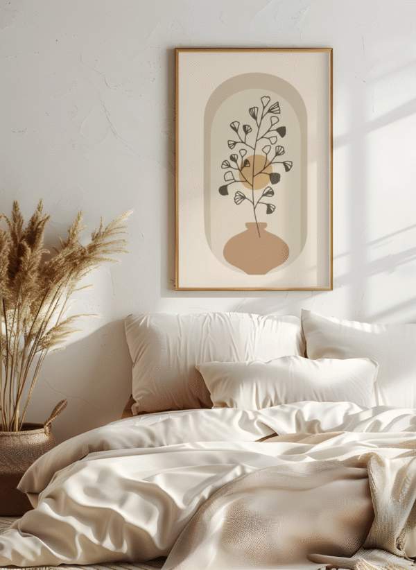 Natural Boho Living Room Wall Art Set – Minimalist Botanical Prints (Set of 3) 12x18 inches, canvas framed art - Image 5
