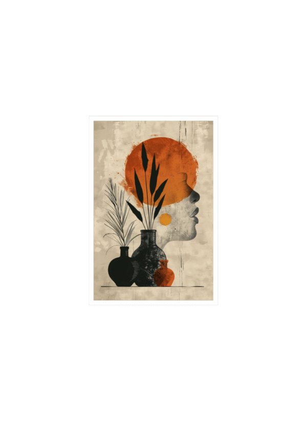 Kufi Studio Modern Abstract Silhouette & Botanical Wall Art – Earthy Minimalist Framed Print  (12x18 Inch) - Image 6
