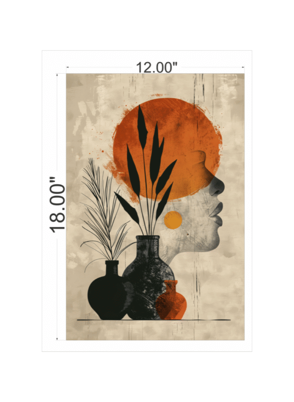 Kufi Studio Modern Abstract Silhouette & Botanical Wall Art – Earthy Minimalist Framed Print  (12x18 Inch) - Image 7