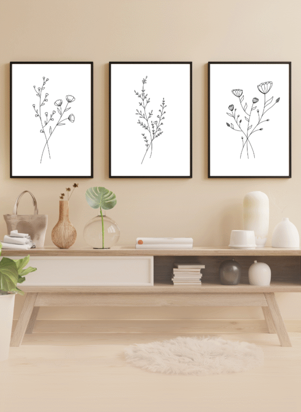 Kufi Studio Canvas Floral Wall Art - framed for Wall Decor ,Set of 3 (12x18) - Image 4