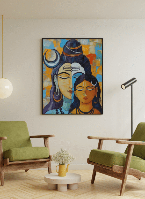 Kufi Studio Shiva Parvati Printed Canvas Framed Artwork 13x17 Inch Painting for Home & Office - Image 4