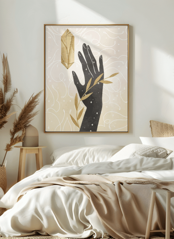 Mystic Hand & Moon Wall Art Set – Boho Spiritual Gallery Prints (Set of 3) 12x18 inches, canvas framed art - Image 5
