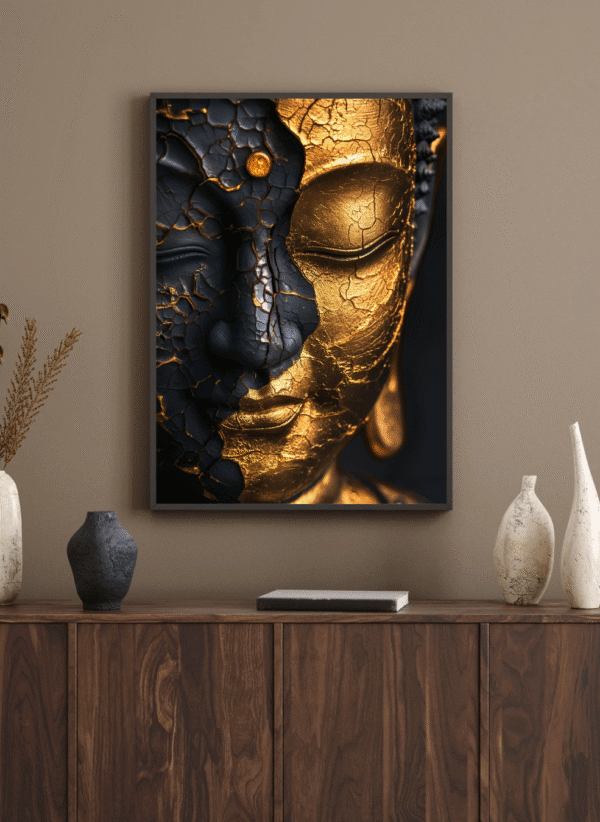ufi Studio Buddha Art Canvas Painting 13x17 Inch Framed Wall Art for Bedroom, Living Room & Home Decor | Buddha Canvas for Office and Meditation Spaces