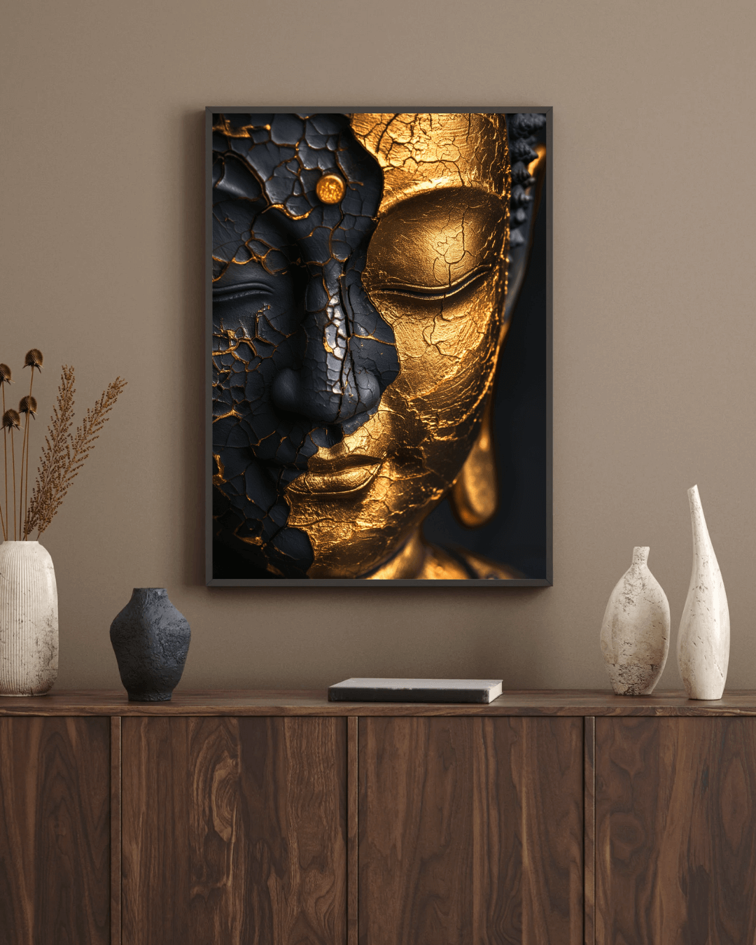 ufi Studio Buddha Art Canvas Painting 13x17 Inch Framed Wall Art for Bedroom, Living Room & Home Decor | Buddha Canvas for Office and Meditation Spaces