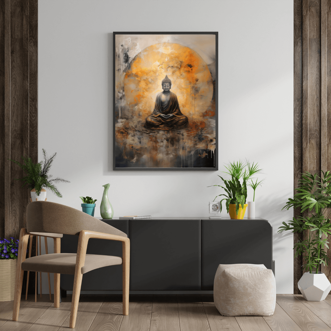 ufi Studio Buddha Art Canvas Painting Wall Painting for Living Room & Bedroom, Home Decor Art, 13X17 inches | Meditation Spaces