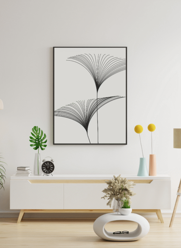 Abstract Ginkgo Leaf Line Art – Set of 3 Minimalist Canvas Wall Frames (12x18)inch - Image 6