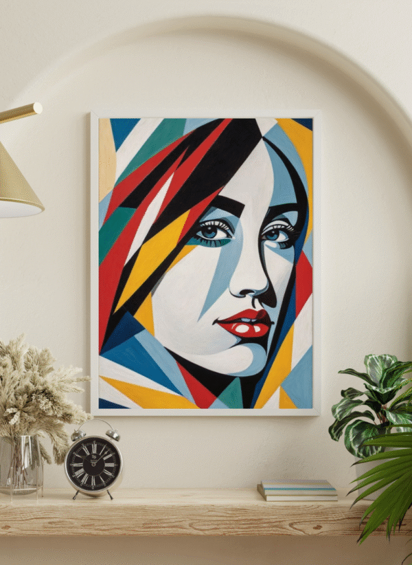 Kufi Studio Modern Abstract Woman Face Wall Art Colorful Geometric Pop Art Canvas Print (12x18 Inch) - Image 6