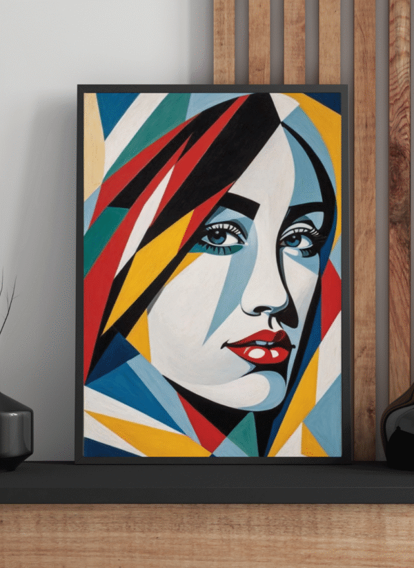 Kufi Studio Modern Abstract Woman Face Wall Art Colorful Geometric Pop Art Canvas Print (12x18 Inch) - Image 2