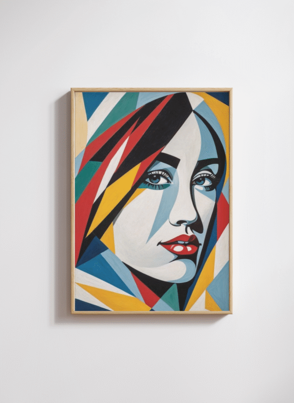 Kufi Studio Modern Abstract Woman Face Wall Art Colorful Geometric Pop Art Canvas Print (12x18 Inch) - Image 3