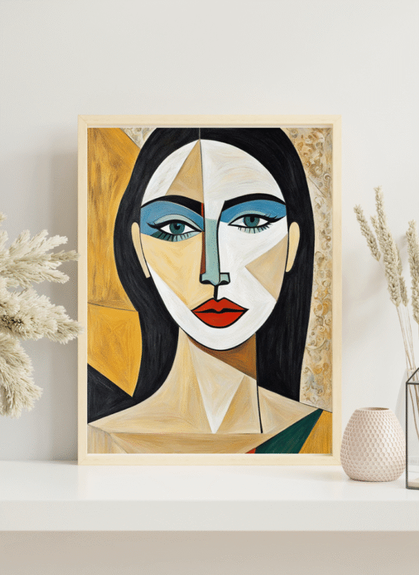 Kufi Studio Cubist Woman Portrait Canvas Wall Art – 12x18 Inch Framed Abstract Face Painting | Picasso-Inspired Modern Artwork for Living Room, Bedroom, Office & Gallery Wall Decor - Image 6