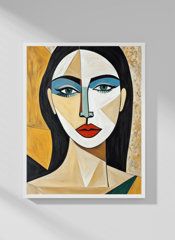 Kufi Studio Cubist Woman Portrait Canvas Wall Art – 12x18 Inch Framed Abstract Face Painting | Picasso-Inspired Modern Artwork for Living Room, Bedroom, Office & Gallery Wall Decor - Image 5