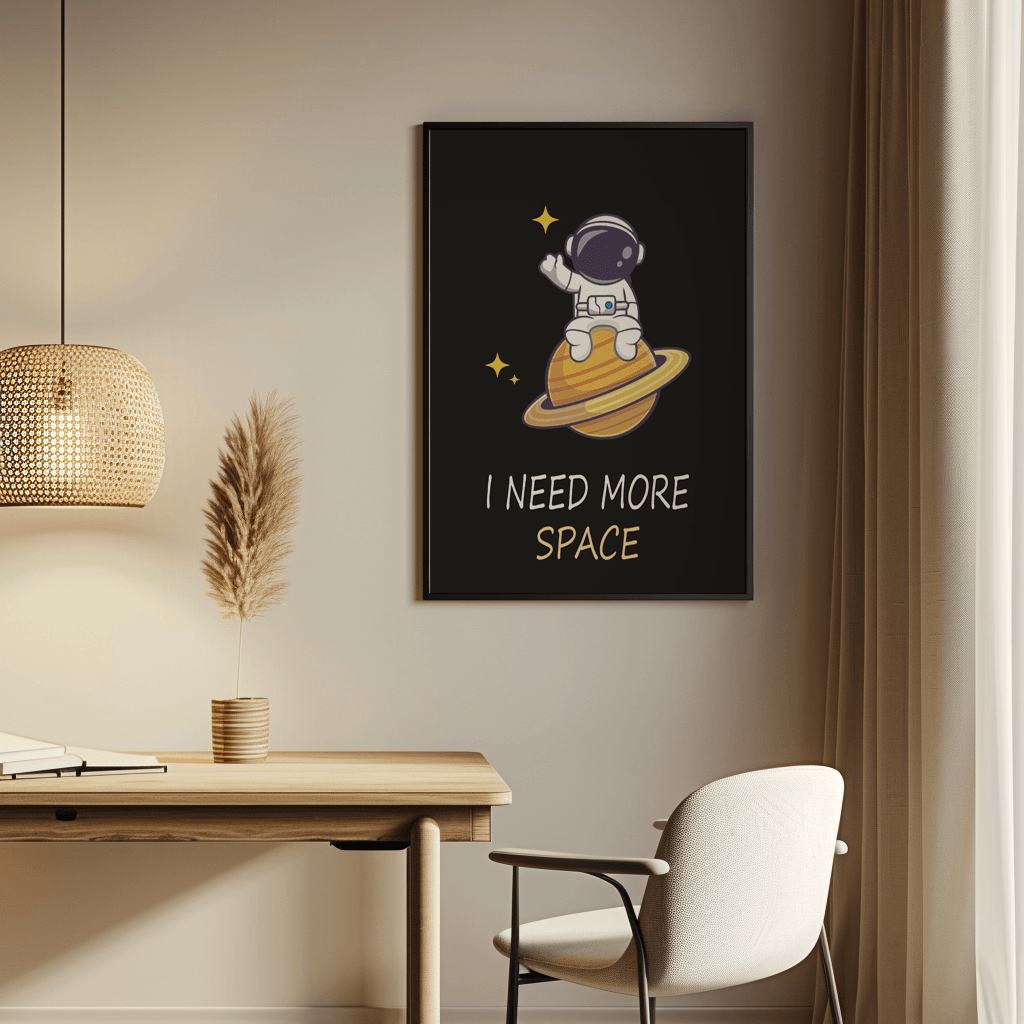 Kufi Studio - I Need More Space - Inspirational Quote Poster with Wall Frame for Home and Office Decoration, Synthetic Wood, Black Frame, 13 X 10 Inches - Image 2