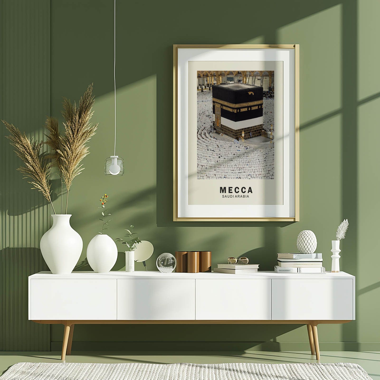 Kufi Studio Mecca Kaaba Wall Frame | Islamic Wall Art Wooden Frame | Makkah Mosque Photo Wall Decor for Living Room, Bedroom, Prayer Room, Office & Muslim Home Decoration - Image 4
