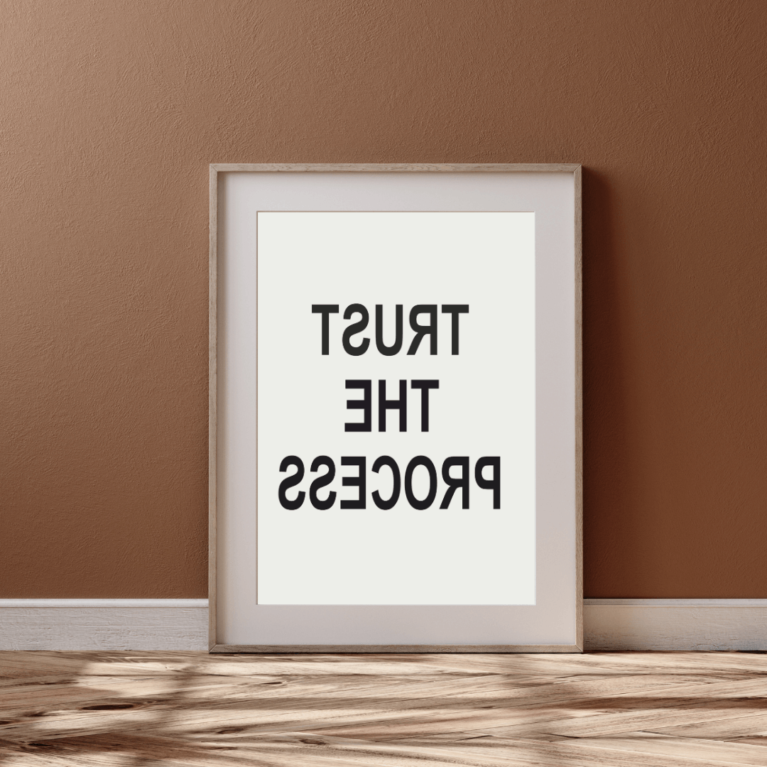 Kufi Studio – Trust the process – Inspirational Quote Poster with Wall Frame for Home and Office Decoration, Synthetic Wood, Black Frame, 13 X 10 Inches - Image 3