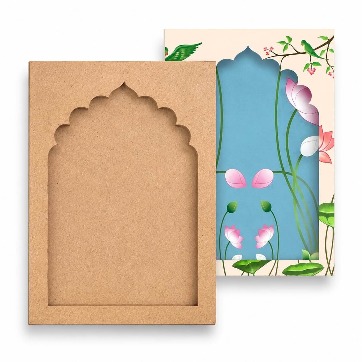 Jharokha Cutout for DIY Art & Craft – 8mm Thick Wooden Zaroka Frame for Wall Hanging, Resin, Lippan, Painting & Decoration Projects – Indian Handicrafts